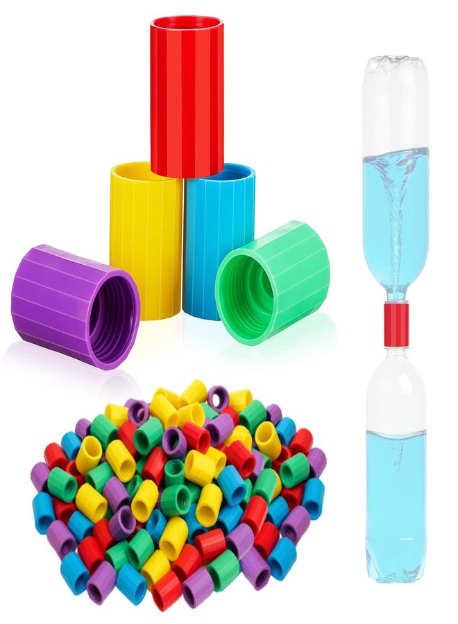 GlikCeil 100 Pcs Tornadoes in a Bottle Tornado Bottle Connectors Cyclone Plastic Tube Vortex Connector for Demonstration Teaching Scientific Experiment Test DIY, 5 Colors - Image 1